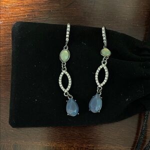 Elegant Silver and Blue Drop Earrings